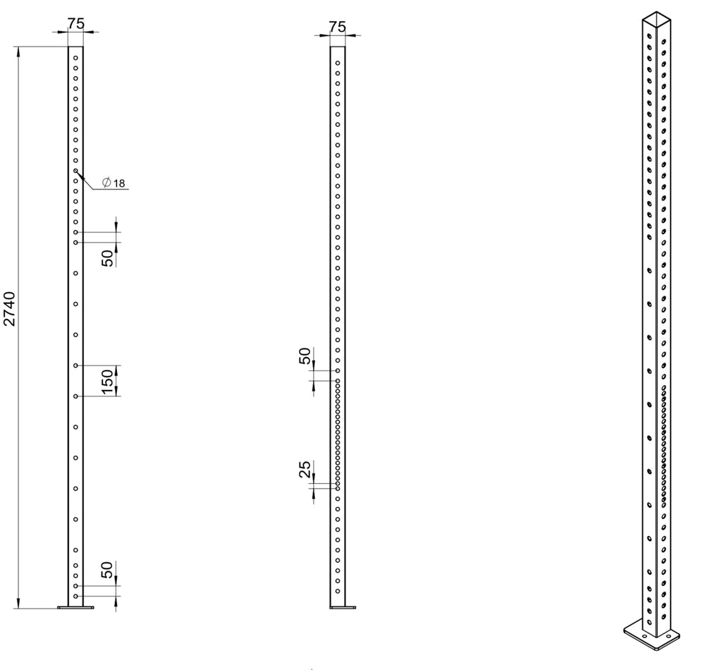 Montant de cage VERVE - 2,3 m