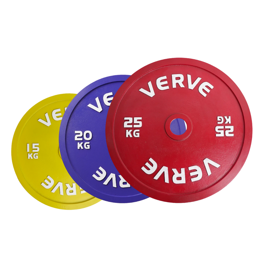 Disques de musculation calibrés en acier VERVE - Jeu complet