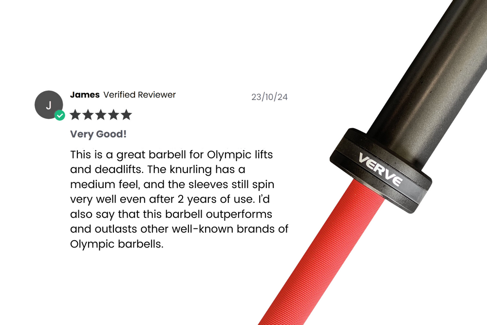 Barre olympique VERVE Elite - Rouge - 15 kg