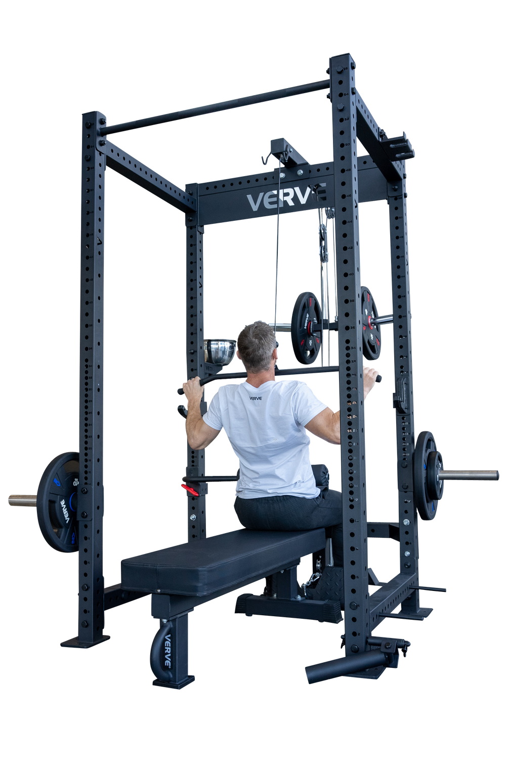 Accessoire de tirage vertical (Lat Low Row) pour racks de musculation VERVE