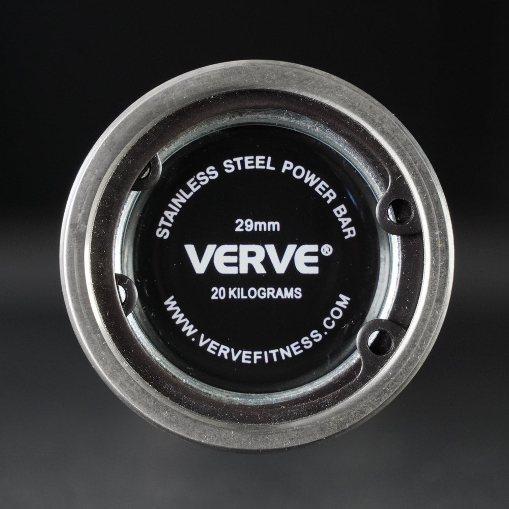Barre olympique VERVE en acier inoxydable avec moletage profond - 20 kg