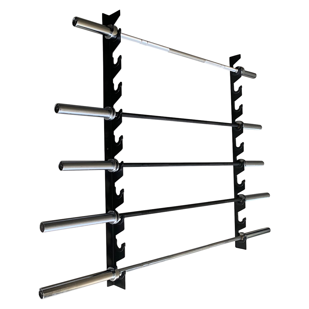 Support mural pour barres d'haltérophilie VERVE - Râtelier de style fusil pour 10 barres