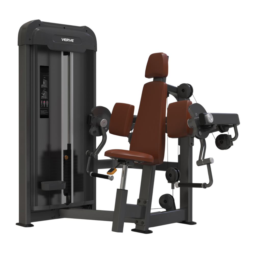 VERVE Machine à biceps assis à charges guidées (Marron) - Série Makoto | FABRIQUÉ SUR COMMANDE