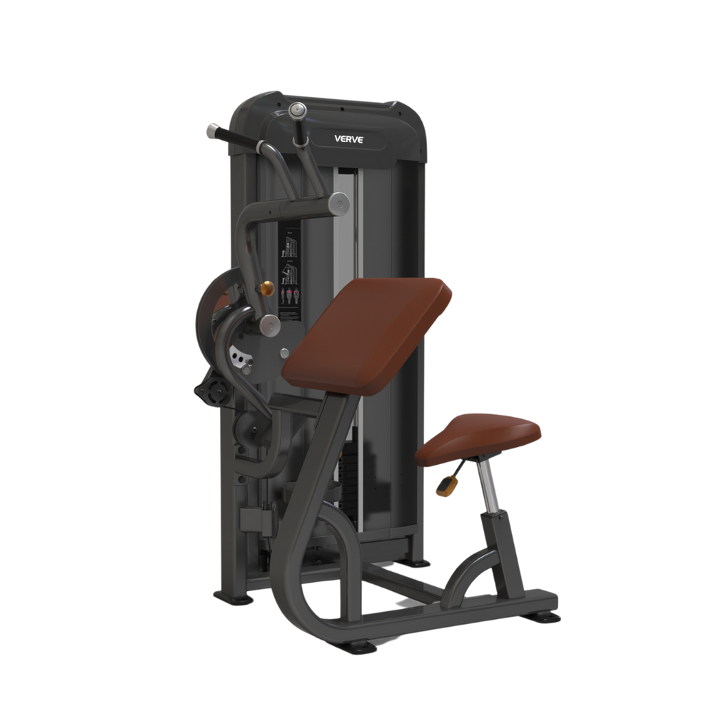 Appareil de musculation VERVE Biceps/Triceps à charges guidées (Marron) - Série Makoto
