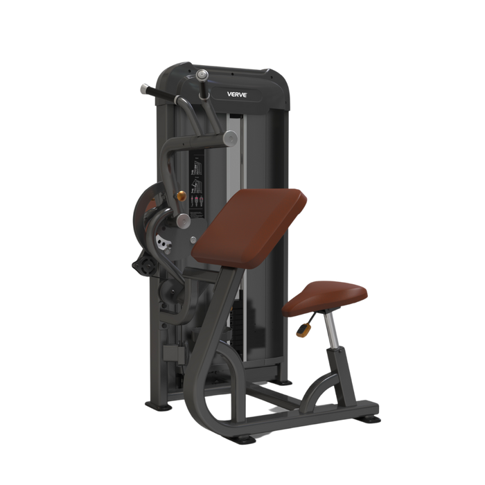 Appareil de musculation VERVE Biceps/Triceps à charges guidées (Marron) - Série Makoto