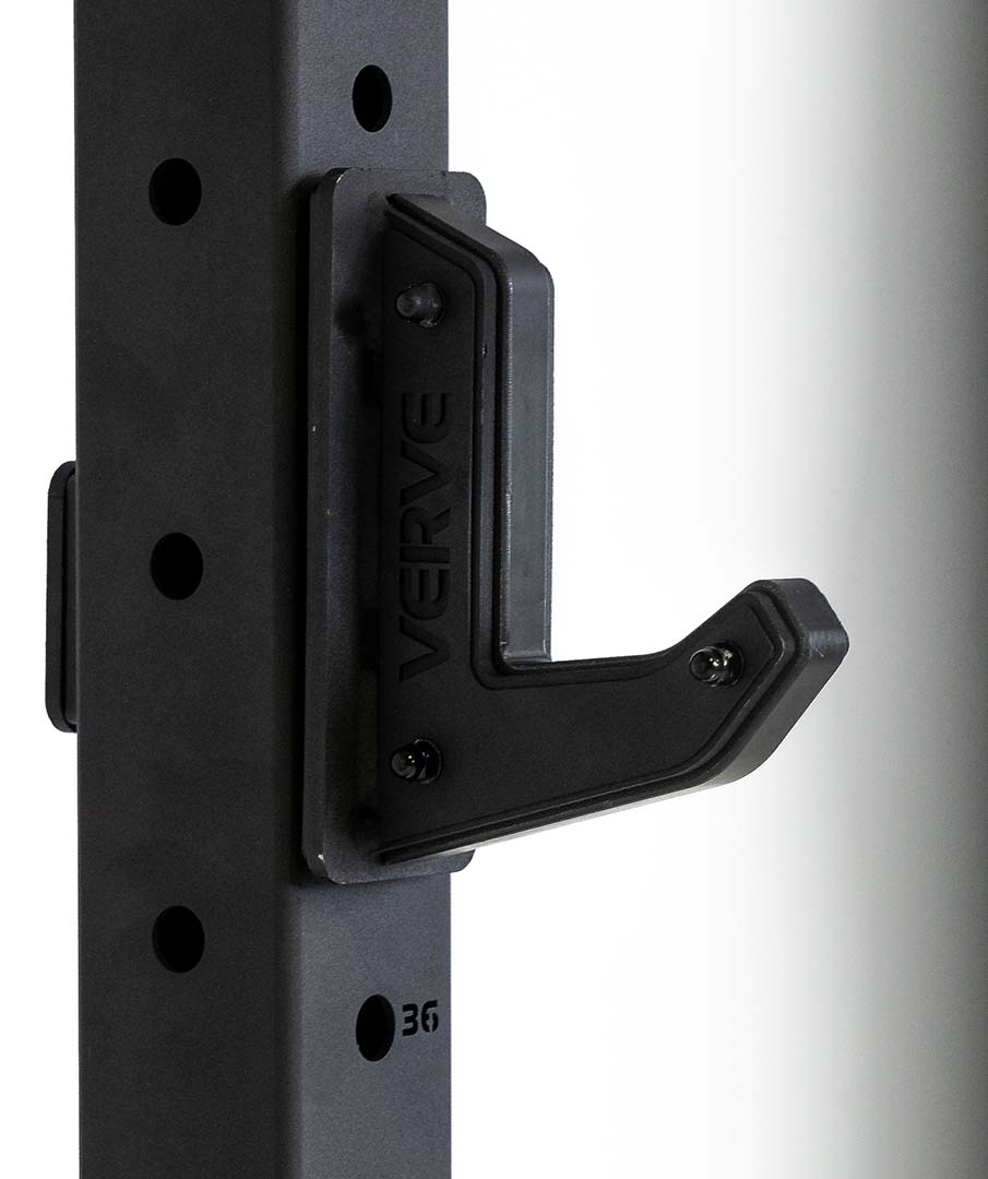 Paire de crochets en J VERVE pour racks et cages à squat commerciales