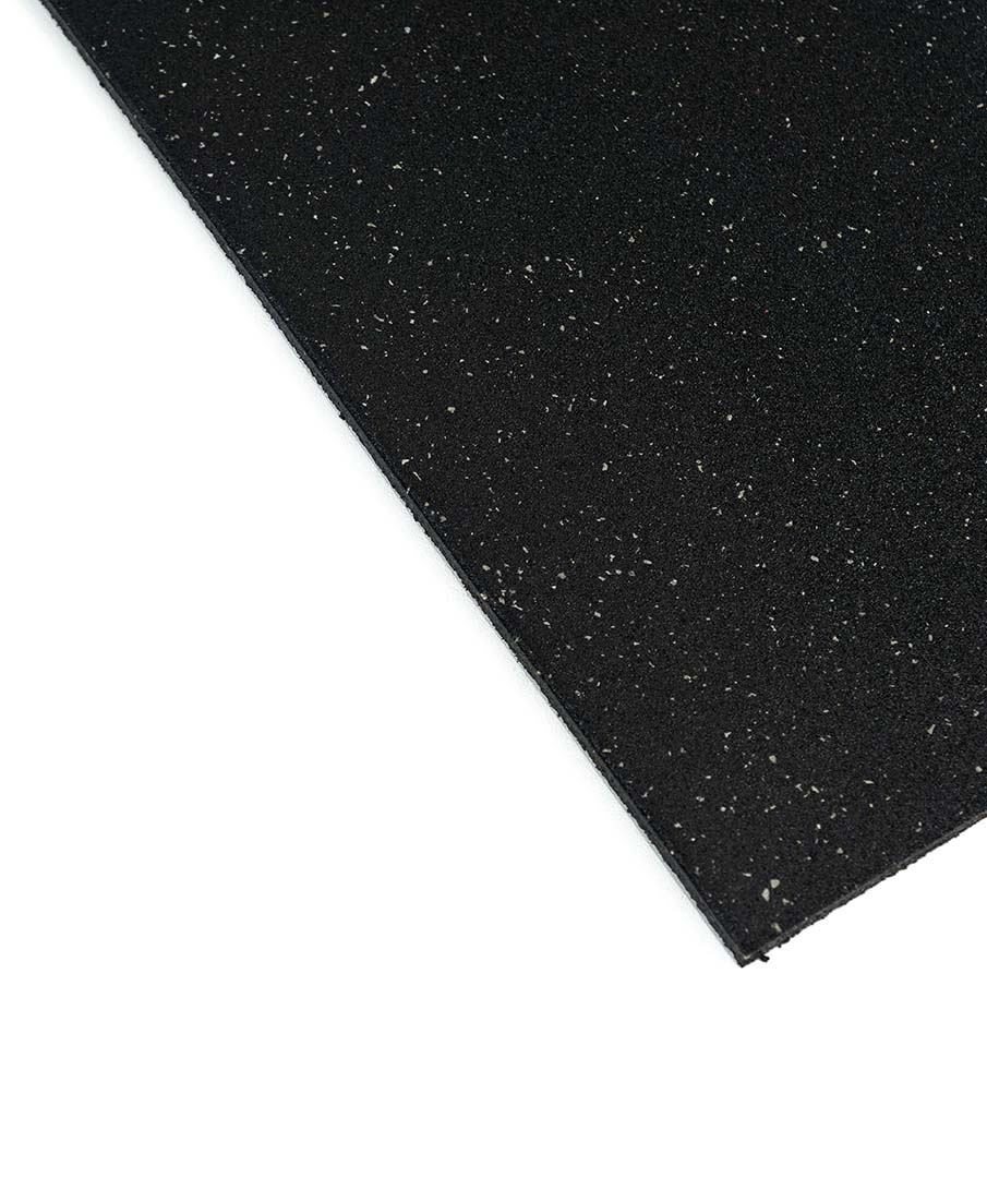 Revêtement de sol en caoutchouc pour salle de sport ignifugé – Taches grises – Tapis de gym 15 mm | FABRIQUÉ SUR COMMANDE