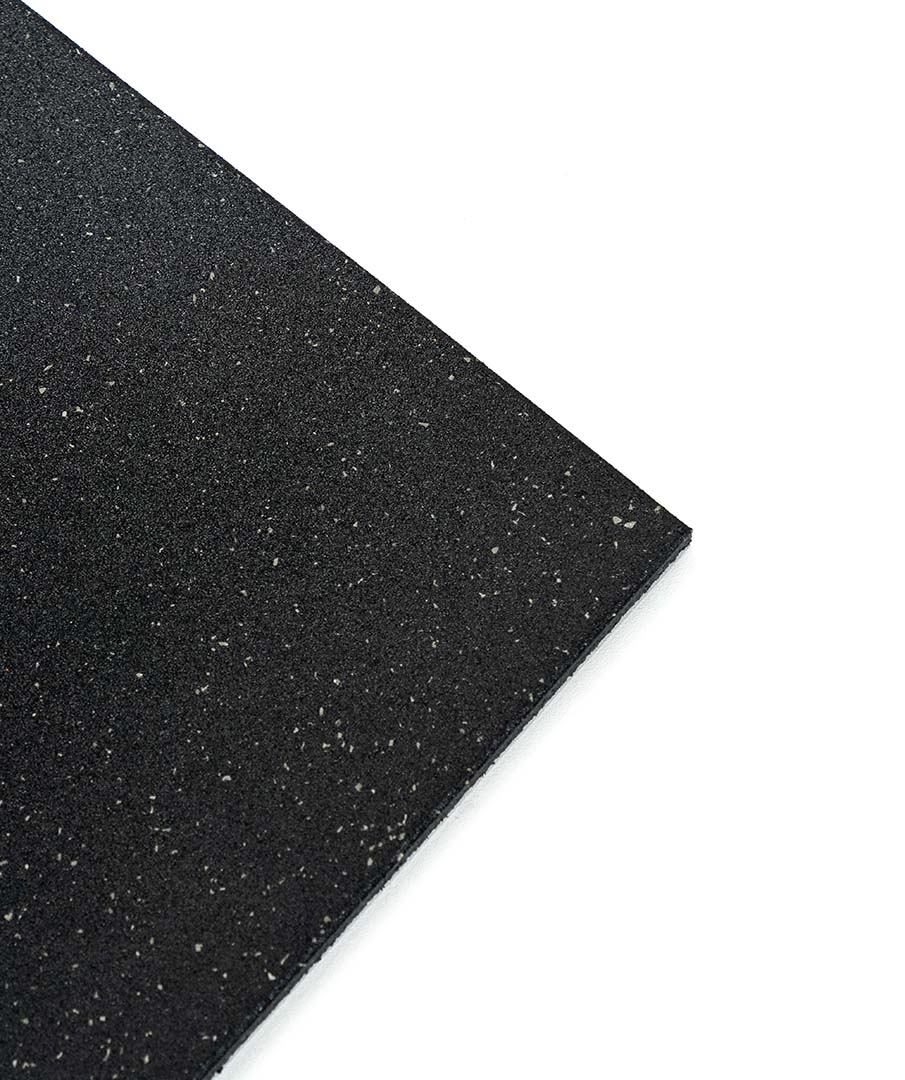 Revêtement de sol en caoutchouc pour salle de sport ignifugé – Taches grises – Tapis de gym 15 mm | FABRIQUÉ SUR COMMANDE
