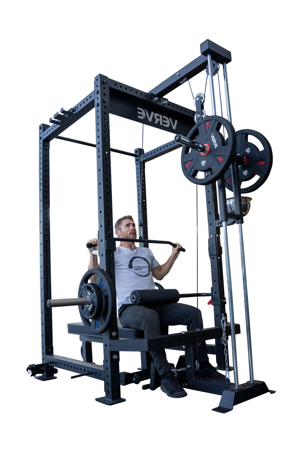 Accessoire de tirage vertical (Lat Low Row) pour racks de musculation VERVE