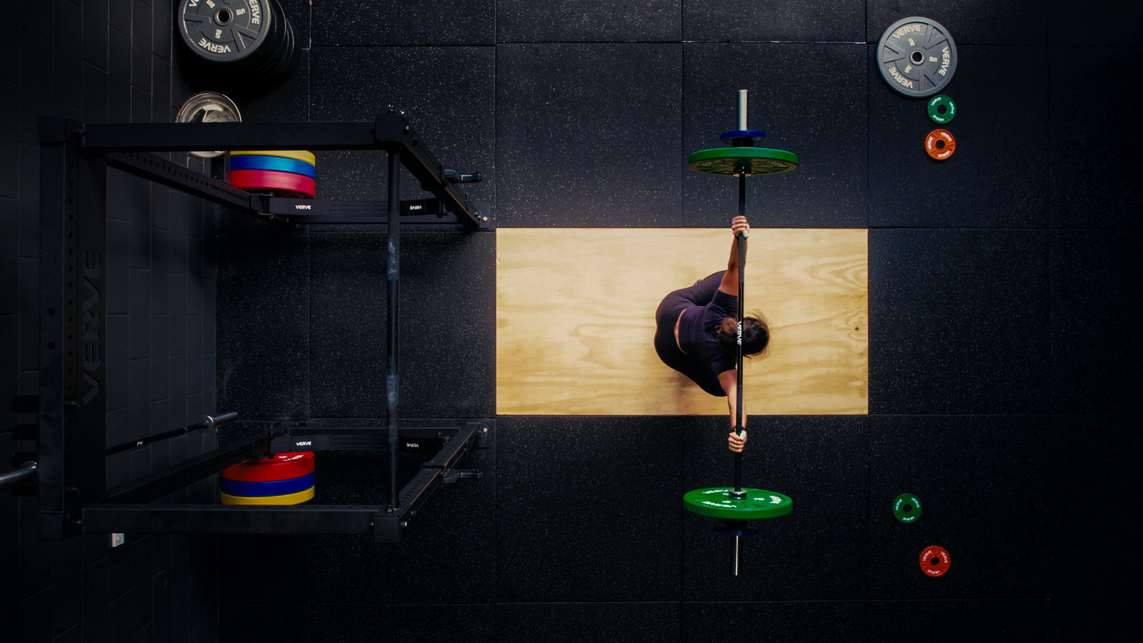 Looking straight down on a lifting platform at Crucible Strength and Conditioning